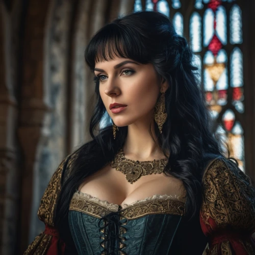 gothic portrait,queen of hearts,celtic queen,snow white,fantasy portrait,vampire woman,regal,gothic woman,fantasy woman,victoria,vampire lady,romantic portrait,cinderella,lady of the night,enchanting,bodice,a charming woman,cleopatra,fairy tale character,queen of the night,Photography,General,Fantasy