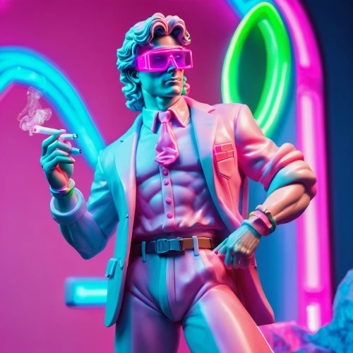 3d figure,man in pink,neo-burlesque,actionfigure,3d man,disco,neon human resources,uv,game figure,plastic model,action figure,vapor,plastic arts,neon cocktails,80s,toy photos,electro,neon body painting,the pink panther,plastic toy,Conceptual Art,Sci-Fi,Sci-Fi 28