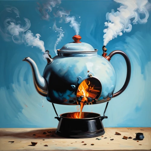 fragrance teapot,teapot,asian teapot,tea pot,kettles,pouring tea,teapots,coffee tea illustration,coffee pot,tea art,teatime,lapsang souchong,a cup of tea,tea time,earl grey tea,cauldron,cup of tea,vintage teapot,oil painting on canvas,electric kettle,Illustration,Realistic Fantasy,Realistic Fantasy 24