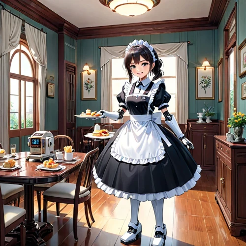 maid,doll kitchen,kantai collection sailor,chef's uniform,anime japanese clothing,honmei choco,porcelaine,victorian style,tearoom,waitress,bonjour bongu,sonoda love live,victorian,chef,erika,vexiernelke,tea party collection,overskirt,girl in the kitchen,azusa nakano k-on,Anime,Anime,General