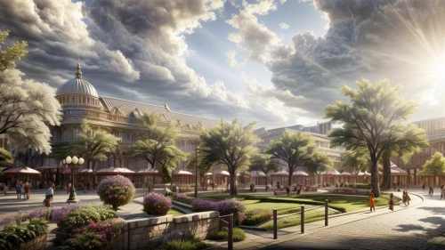 shanghai disney,caravanserai,futuristic landscape,the disneyland resort,3d rendering,genesis land in jerusalem,samarkand,qasr al watan,solar cell base,tashkent,dubai desert,yerevan,jumeirah,aurora village,baghdad,the boulevard arjaan,heliopolis,fantasy city,smart city,largest hotel in dubai