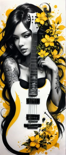 painted guitar,minions guitar,electric guitar,guitar,epiphone,gold paint stroke,acoustic-electric guitar,the guitar,graffiti art,guitar player,concert guitar,jazz guitarist,guitarist,bass guitar,guitars,streetart,mandolin,gold foil art,slide guitar,flower wall en,Conceptual Art,Fantasy,Fantasy 03