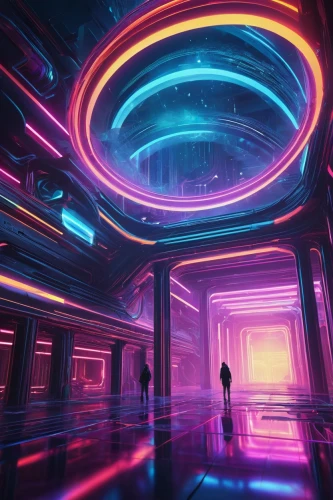 futuristic,ufo interior,futuristic landscape,vortex,vapor,scifi,futuristic art museum,electric arc,matrix,light space,cinema 4d,aura,abstract retro,dimension,cyberpunk,vast,metropolis,vertigo,sci - fi,sci-fi,Illustration,Realistic Fantasy,Realistic Fantasy 16