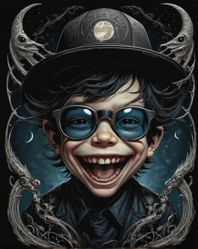 ventriloquist,witch's hat icon,hatter,kids illustration,child monster,steam icon,clockmaker,play escape game live and win,twitch icon,custom portrait,ringmaster,download icon,illustrator,trickster,myopia,game illustration,halloween illustration,cheshire,child's frame,black hat,Illustration,Black and White,Black and White 01