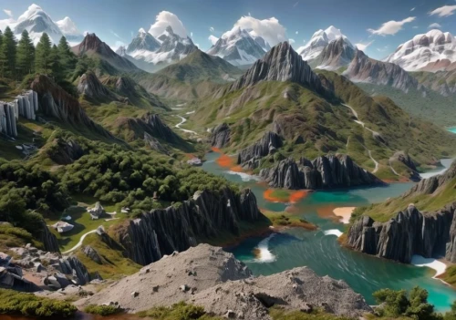 fantasy landscape,japanese alps,giant mountains,mountain world,mountainous landscape,heaven lake,mountainous landforms,mountain valley,virtual landscape,the alps,landscape mountains alps,valley,bernese alps,the valley of the,high alps,mountain valleys,the landscape of the mountains,himalayas,glacial landform,3d fantasy