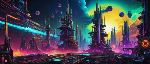 futuristic landscape,metropolis,fantasy city,valerian,sci-fi,sci - fi,scifi,cyberpunk,alien world,gas planet,sci fi,alien planet,vast,futuristic,dystopia,orbital,space ships,colorful city,space port,space art,Illustration,Abstract Fantasy,Abstract Fantasy 06