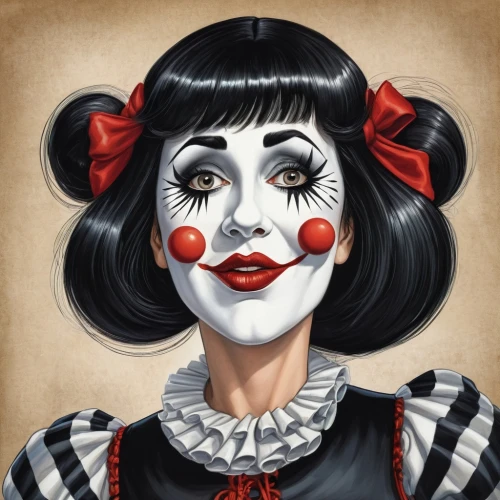 horror clown,clown,mime,rodeo clown,queen of hearts,mime artist,marionette,creepy clown,circus,pierrot,ringmaster,scary clown,circus animal,rockabella,jester,gothic portrait,harlequin,circus show,killer doll,jigsaw,Illustration,Abstract Fantasy,Abstract Fantasy 23