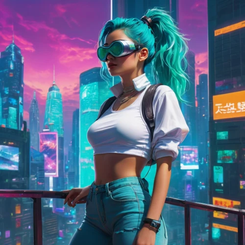 cyberpunk,cyber glasses,teal blue asia,hk,futuristic,cyan,hatsune miku,cyber,80s,teal digital background,miami,retro girl,hong,marina,asian vision,aqua,shanghai,jade,neon,colorful city,Art,Classical Oil Painting,Classical Oil Painting 39