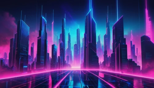 futuristic landscape,cyberpunk,futuristic,metropolis,scifi,cityscape,fantasy city,sci-fi,sci - fi,80's design,cyberspace,ultraviolet,vapor,cyber,sci fi,colorful city,vast,dystopian,dystopia,cg artwork,Art,Artistic Painting,Artistic Painting 35