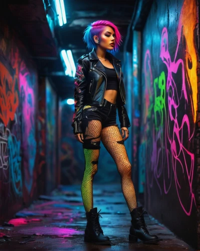 cyberpunk,neon body painting,punk,neon lights,neon light,streampunk,poison,neon,femme fatale,toni,neon makeup,neon colors,neo-burlesque,latex clothing,futuristic,latex,punk design,alleyway,rockabella,neon arrows,Unique,3D,Toy