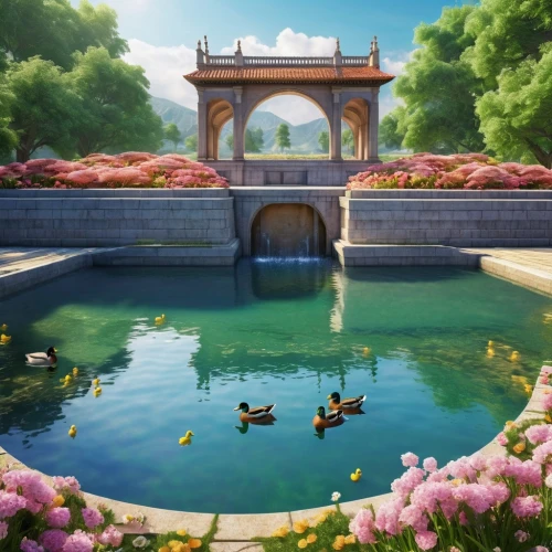 lotus pond,lily pond,bird kingdom,water palace,garden pond,fountain pond,lilly pond,summer palace,forbidden palace,koi pond,bird bird kingdom,flower water,beauty scene,hall of supreme harmony,lotuses,fish pond,flower garden,water lotus,secret garden of venus,shanghai disney,Photography,General,Realistic