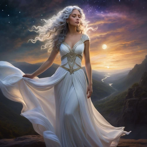 fantasy picture,celtic woman,fantasy portrait,fantasy art,queen of the night,fantasy woman,bridal veil,celestial,zodiac sign libra,mystical portrait of a girl,sorceress,celtic queen,romantic portrait,fairy queen,white rose snow queen,sun bride,the enchantress,priestess,lady of the night,the snow queen,Illustration,Realistic Fantasy,Realistic Fantasy 18