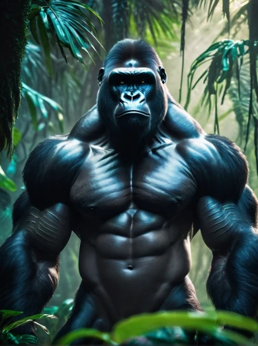 gorilla,silverback,kong,king kong,tarzan,gorilla soldier,ape,great apes,bodybuilding,chimp,primate,muscle man,bodybuilder,bonobo,chimpanzee,jungle,brute,incredible hulk,body building,muscle icon,Conceptual Art,Sci-Fi,Sci-Fi 04