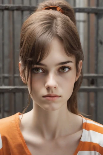 the girl's face,lara,clementine,realdoll,portrait of a girl,worried girl,lis,lori,girl portrait,doll's facial features,prisoner,orange,woman face,lilian gish - female,young woman,piper,character animation,cinnamon girl,child girl,nora,Photography,Natural
