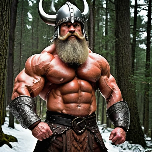 barbarian,viking,norse,bordafjordur,nordic bear,god of thunder,strongman,warlord,nördlinger ries,sparta,greyskull,vikings,nordic,dane axe,dwarf sundheim,body building,bodybuilder,muscular,thor,bodybuilding,Illustration,Realistic Fantasy,Realistic Fantasy 23