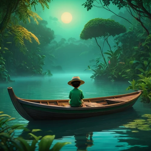 fishing float,kerala,vietnam,canoe,emerald sea,boat landscape,world digital painting,dugout canoe,idyllic,cambodia,little boat,canoeing,row boat,kayak,raft,monkey island,kayaking,fisherman,tranquil,green wallpaper,Photography,General,Fantasy