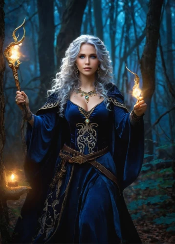 sorceress,blue enchantress,the enchantress,fantasy picture,priestess,celebration of witches,druid,celtic woman,celtic queen,candlemaker,fantasy woman,heroic fantasy,fantasy portrait,fairy tale character,mage,fantasy art,elven,zodiac sign libra,the witch,summoner,Conceptual Art,Fantasy,Fantasy 27