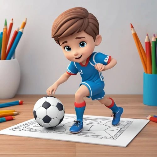 children's soccer,footballer,soccer player,kids illustration,football player,sports toy,futebol de salão,indoor games and sports,kids' things,youth sports,women's football,mini rugby,wall & ball sports,world cup,soccer ball,european football championship,playing football,cute cartoon character,uefa,children drawing,Unique,3D,3D Character
