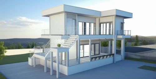 modern house,3d rendering,cubic house,modern architecture,block balcony,two story house,prefabricated buildings,smart house,cube stilt houses,sky apartment,lifeguard tower,heat pumps,frame house,model house,shipping containers,render,smart home,observation tower,modern building,balcony,Photography,General,Realistic