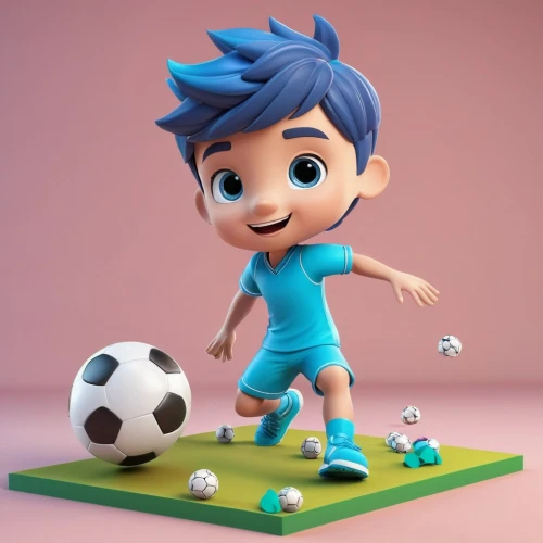 children's soccer,soccer player,footballer,2d,3d figure,cute cartoon character,mini rugby,football player,soccer ball,smurf figure,futebol de salão,sports toy,clay animation,3d model,game figure,soccer kick,kids illustration,playing football,animated cartoon,lensball,Unique,3D,3D Character