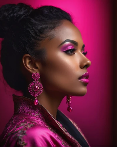 nigeria woman,artificial hair integrations,african woman,pink background,neon makeup,maria bayo,deep pink,african american woman,pink beauty,hot pink,bright pink,ebony,retouching,portrait background,dark pink in colour,beautiful african american women,ipê-rosa,women's cosmetics,portrait photography,nigeria,Photography,General,Fantasy