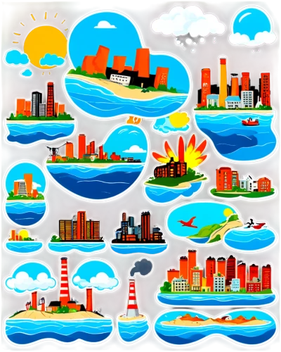 background vector,icon set,houses clipart,nautical clip art,clipart sticker,vector graphics,set of icons,summer clip art,vector images,paris clip art,download icon,floating islands,artificial islands,clipart,city cities,metropolises,scrapbook clip art,landscape background,city buildings,environmental pollution,Unique,Design,Sticker