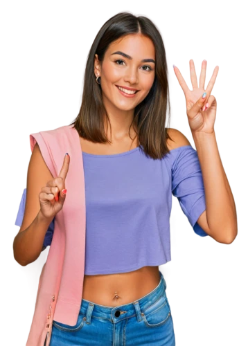 peace sign,hand sign,rosa peace,pink background,women's clothing,woman pointing,girl on a white background,women clothes,transparent background,pointing woman,portrait background,tiktok icon,teen,peace,crop top,hand gesture,jeans background,on a transparent background,girl in t-shirt,png transparent,Conceptual Art,Oil color,Oil Color 25