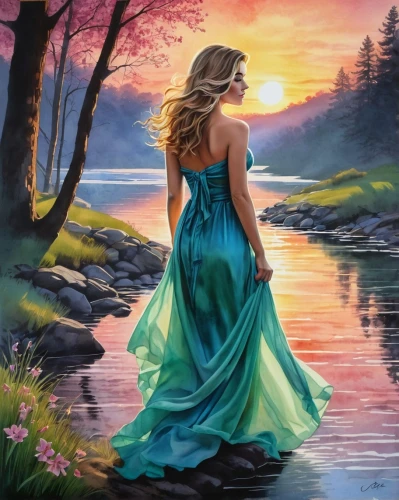 girl on the river,oil painting on canvas,oil painting,the blonde in the river,girl in a long dress,oil on canvas,water nymph,art painting,girl walking away,painting technique,girl in a long dress from the back,girl on the boat,fabric painting,landscape background,girl with tree,photo painting,evening lake,woman walking,woman playing,river landscape,Illustration,Black and White,Black and White 31