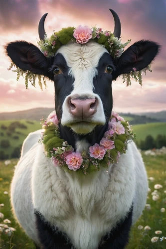 holstein cow,seed cow carnation,mother cow,cow,happy cows,ears of cows,flower animal,moo,alpine cow,dairy cow,holstein cattle,horns cow,bovine,ruminant,holstein-beef,animals play dress-up,flower crown,cow icon,flower crown of christ,milk cow,Illustration,Abstract Fantasy,Abstract Fantasy 12