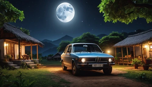 moon car,mercedes-benz g-class,land rover discovery,g-class,moonlit night,studio ghibli,my neighbor totoro,vanagon,camping car,datsun truck,jeep wagoneer,night scene,big moon,moonlight,camper van isolated,nissan caravan,moonlit,the old van,moon rover,moon and star background,Photography,General,Realistic