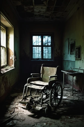 nursing home,hospital bed,wheelchair,abandoned room,retirement home,hospital,cd cover,holy spirit hospital,therapy room,emergency room,hospital ward,abandoned places,asylum,treatment room,luxury decay,dilapidated,the physically disabled,waiting room,disability,derelict,Conceptual Art,Daily,Daily 33