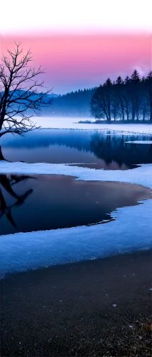 frozen lake,pink dawn,winter lake,evening lake,ice landscape,purple landscape,waterscape,winter landscape,blue hour,foggy landscape,lake monroe,landscape photography,auwaldsee,potomac river,before dawn,calm water,before the dawn,beautiful lake,czorsztyn lake,tranquility,Illustration,Realistic Fantasy,Realistic Fantasy 18