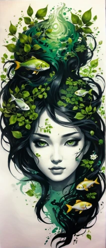 dryad,water lotus,wakame,aquatic plants,aquatic herb,water nymph,glass painting,seaweed,green mermaid scale,medusa,submerged,mother nature,lily pad,kelp,natura,flora,forest fish,aquatic plant,rusalka,water-the sword lily,Conceptual Art,Fantasy,Fantasy 03