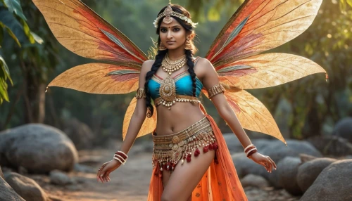 tiger lily,pocahontas,viceroy (butterfly),faerie,ancient costume,aladha,faery,asian costume,belly dance,indian girl,fairy,fantasy woman,feather headdress,fairy queen,indian woman,flower fairy,fantasy art,indian headdress,indian girl boy,ancient egyptian girl,Photography,General,Realistic