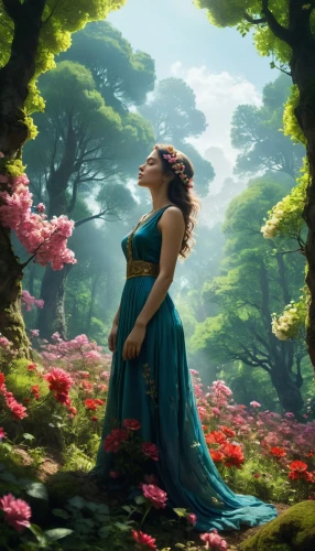 fantasy picture,world digital painting,fantasy portrait,fantasia,girl in the garden,girl in flowers,garden of eden,cg artwork,rapunzel,way of the roses,merida,forest of dreams,fantasy art,mother earth,flora,moana,mother nature,rosa 'the fairy,enchanted,3d fantasy,Conceptual Art,Fantasy,Fantasy 11