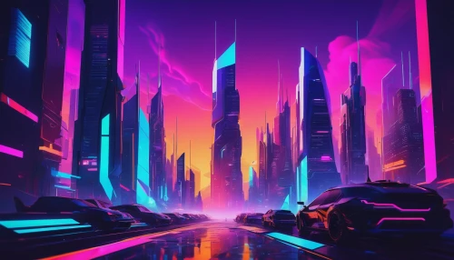 futuristic landscape,futuristic,cyberpunk,colorful city,fantasy city,cityscape,neon arrows,metropolis,80's design,scifi,vast,sci-fi,sci - fi,vapor,80s,ultraviolet,cyberspace,alien world,virtual landscape,neon lights,Unique,3D,Modern Sculpture