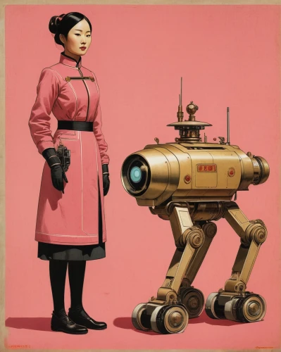 droid,droids,industrial robot,robots,atomic age,retro women,lady medic,streampunk,military robot,robot,robotics,robotic,minibot,imperial coat,robot icon,anachronism,pioneer 10,bb8-droid,cybernetics,retro woman,Illustration,Japanese style,Japanese Style 08