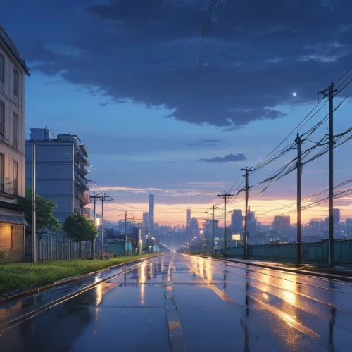 after the rain,after rain,tokyo city,japan landscape,rainy,tokyo,violet evergarden,evening atmosphere,cityscape,rainy season,rainy day,evening city,city scape,blue hour,after the storm,urban landscape,atmosphere,rainy weather,japan's three great night views,tokyo ¡¡,Photography,General,Realistic