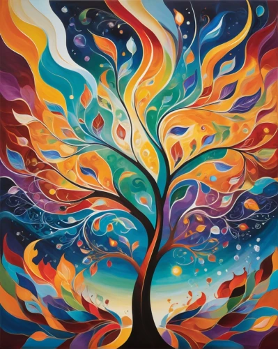 colorful tree of life,flourishing tree,tree of life,celtic tree,painted tree,tangerine tree,the branches of the tree,magic tree,connectedness,psychedelic art,global oneness,mantra om,mother earth,orange tree,burning tree trunk,tree torch,shamanism,harmony of color,burning bush,oil painting on canvas,Unique,Design,Logo Design