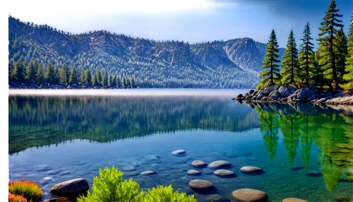 beautiful lake,alpine lake,heaven lake,lake tahoe,high mountain lake,mountainlake,mountain lake,background view nature,temperate coniferous forest,lassen volcanic national park,beautiful landscape,green trees with water,landscape background,emerald lake,glacial lake,landscapes beautiful,nature landscape,calm water,morskie oko,tropical and subtropical coniferous forests,Art,Classical Oil Painting,Classical Oil Painting 06