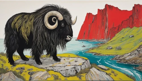 muskox,black-brown mountain sheep,yak,mountain sheep,baby yak,bighorn ram,mouflon,feral goat,north american wild sheep,wild sheep,buffalo herder,buffalo,yak cub,qinghai,bighorn,barbary sheep,buffalo herd,cape buffalo,buffaloes,edward lear,Conceptual Art,Graffiti Art,Graffiti Art 10