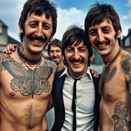 beatles,the beatles,1967,1971,1973,hound dogs,60s,1965,tattoos,happy faces,dead treble,photobombing,with tattoo,the men,italians,the animals,three friends,whitby goth weekend,chili peppers,friendly three,Photography,General,Realistic