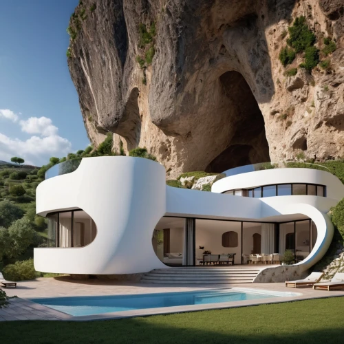 dunes house,cubic house,futuristic architecture,house in the mountains,holiday home,house in mountains,cube house,holiday villa,luxury property,beautiful home,private house,modern architecture,modern house,pool house,luxury real estate,inverted cottage,teapot,roof terrace,summer house,jewelry（architecture）,Photography,General,Realistic