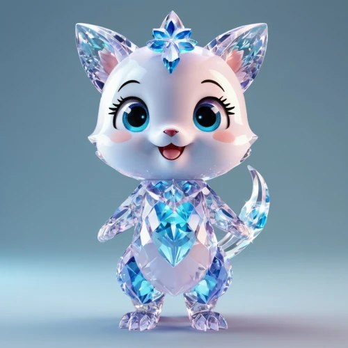 ice queen,porcelaine,ice princess,the snow queen,chrystal,crystalline,doll cat,3d figure,crystal,winterblueher,icemaker,3d model,glass yard ornament,ice,ice crystal,funko,hosana,cute cartoon character,cartoon cat,blue snowflake,Unique,3D,3D Character