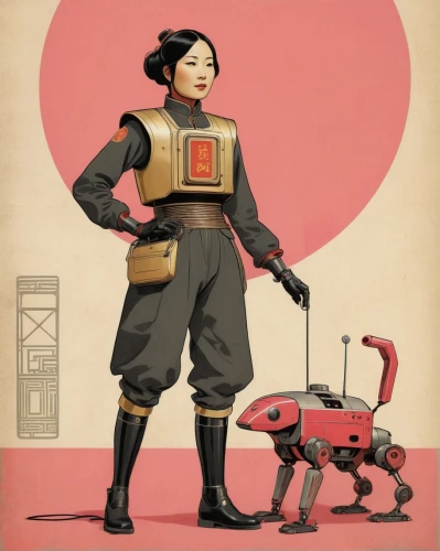 sci fiction illustration,woman fire fighter,girl with dog,lady medic,female worker,valentine pin up,vector girl,mechanic,postman,repairman,valentine day's pin up,retro women,retro woman,retro girl,robotics,steampunk,women in technology,the japanese doll,vintage asian,technician,Illustration,Japanese style,Japanese Style 08