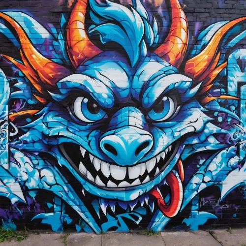 devil wall,krampus,grafiti,grafitti,painted dragon,graffiti art,graffiti,grafitty,malmö,brooklyn street art,cheshire,mural,drexel,devil,tribal bull,shoreditch,trioceros,taurus,painted block wall,buffalo,Conceptual Art,Graffiti Art,Graffiti Art 07