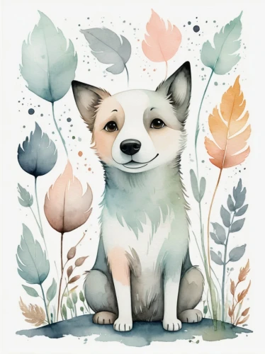 cardigan welsh corgi,dog illustration,welsh corgi pembroke,welsh corgi,pembroke welsh corgi,corgi,the pembroke welsh corgi,cute fox,adorable fox,little fox,watercolor dog,welsh cardigan corgi,child fox,watercolour fox,corgis,watercolor floral background,flower animal,welschcorgi,floral background,canidae,Illustration,Paper based,Paper Based 25