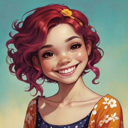 digital painting,girl portrait,a girl's smile,clementine,fantasy portrait,disney character,world digital painting,cute cartoon character,moana,ariel,princess anna,milkmaid,kids illustration,girl drawing,romantic portrait,agnes,cheery-blossom,fae,pixie-bob,grin,Illustration,Abstract Fantasy,Abstract Fantasy 10