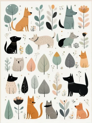 woodland animals,forest animals,seamless pattern,animal stickers,fall animals,rain cats and dogs,animal shapes,cat doodles,whimsical animals,round animals,seamless pattern repeat,vintage cats,animal icons,small animals,winter animals,felines,cat lovers,cattles,vector pattern,wrapping paper,Illustration,Vector,Vector 13