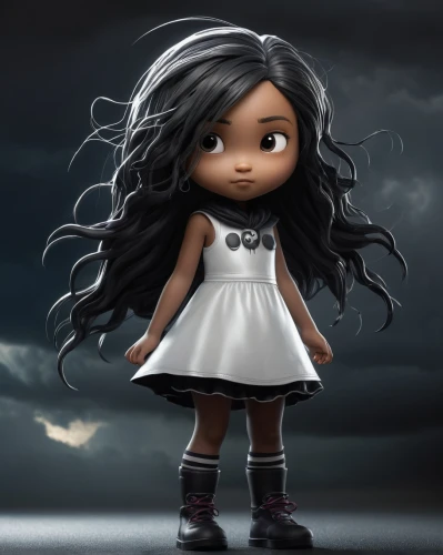 little girl in wind,chibi girl,polynesian girl,cute cartoon character,the little girl,doll dress,girl doll,gothic woman,cloth doll,fashion doll,little girl,collectible doll,doll's facial features,goth woman,the girl in nightie,mystical portrait of a girl,rag doll,female doll,little girl fairy,gothic dress,Illustration,Abstract Fantasy,Abstract Fantasy 22